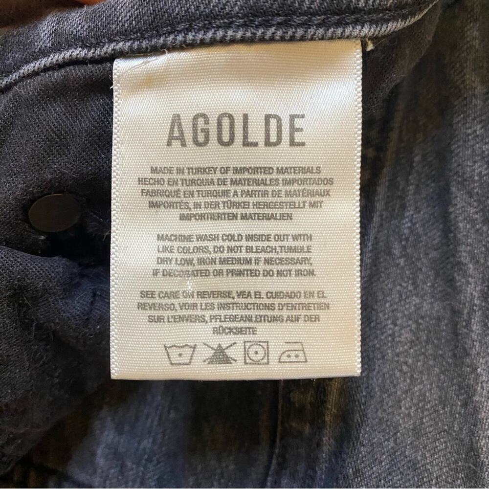 Agolde Riley High Rise Straight Cropped Black Washed Jeans Size 26 Button Fly - Picture 8 of 8